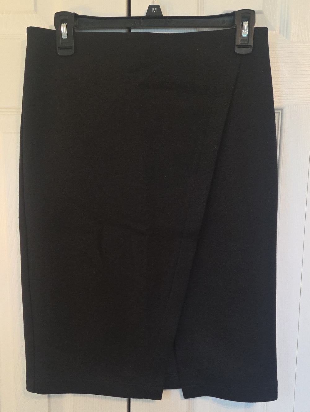 LOFT Black Faux Wrap-Front Pencil Skirt